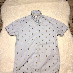 Denim & Flower Ricky Singh Size S Mens Shirt Short Sleeve Casual Pineapple